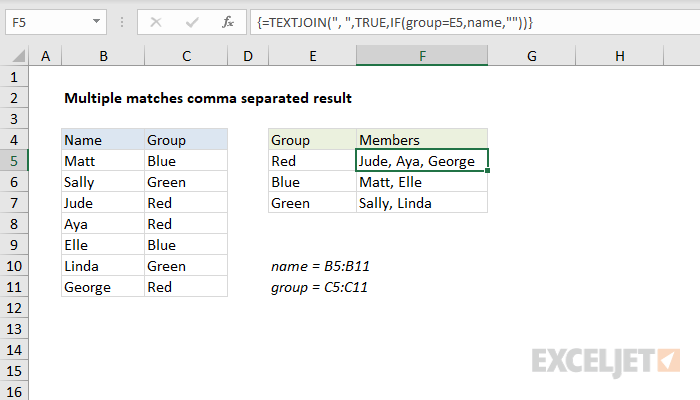 Excel List Of Names Separated By Commas